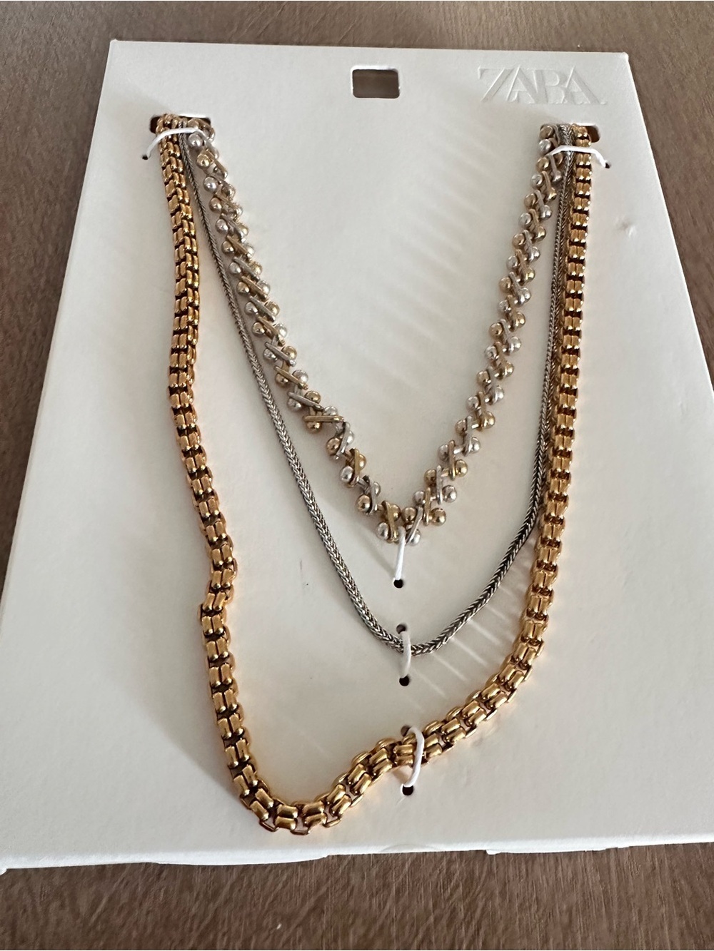 Zara Set of 3 Necklaces in Gold and Silver Tone - Picture 2 of 6
